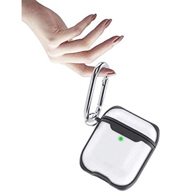 Capsule Shockproof Protective  and Beautiful transparent  AirPods case with key chain clasp for Apple Airpods Series 1 & 2